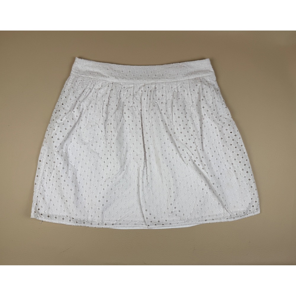 Talbots 14 Eyelet Skirt Preppy Coastal Cotton White Embroidery